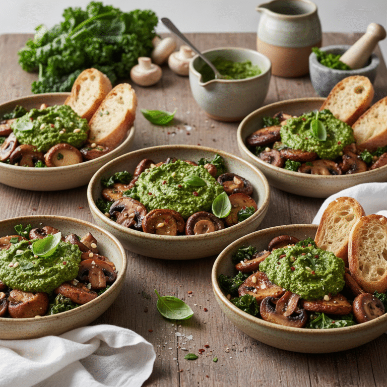Amazing Mushroom Bowls with Kale Pesto