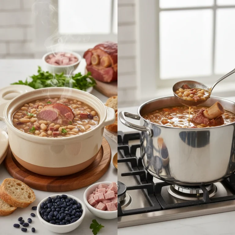 One Pot to Rule Cold Nights: Soup Beans in Crock Pot, Ham and Beans Stovetop, Ham Bone Soup Recipes, Navy Bean Recipes, Bean Soup With Ham Bone, Leftover Ham Recipes, Bean and Ham Hock Soup, White Bean Soup With Ham, Ham and Beans Crockpot Recipes, Navy Bean Soup With Ham