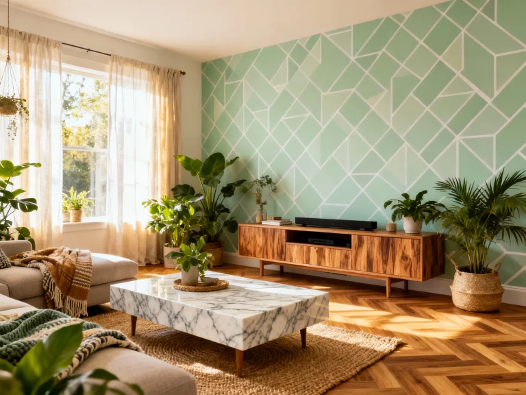 DIY Peel-and-Stick Living Room Upgrades (Walls, Floors & Furniture): 5 Irresistible Looks