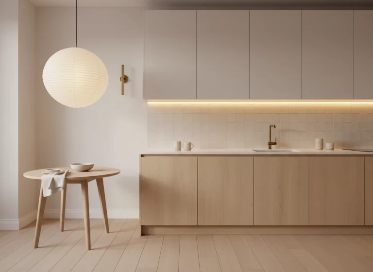 Minimalist Apartment Kitchen Decor: Neutral Color Palette, Lighting & Texture Tips That Shine