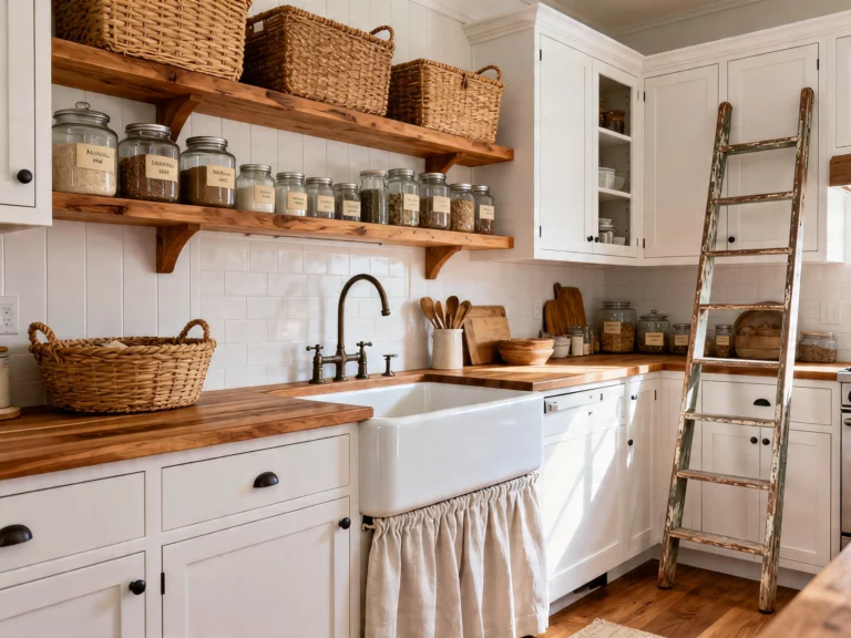 5 Farmhouse Kitchen Storage Ideas That Make Clutter Look Officially Fired