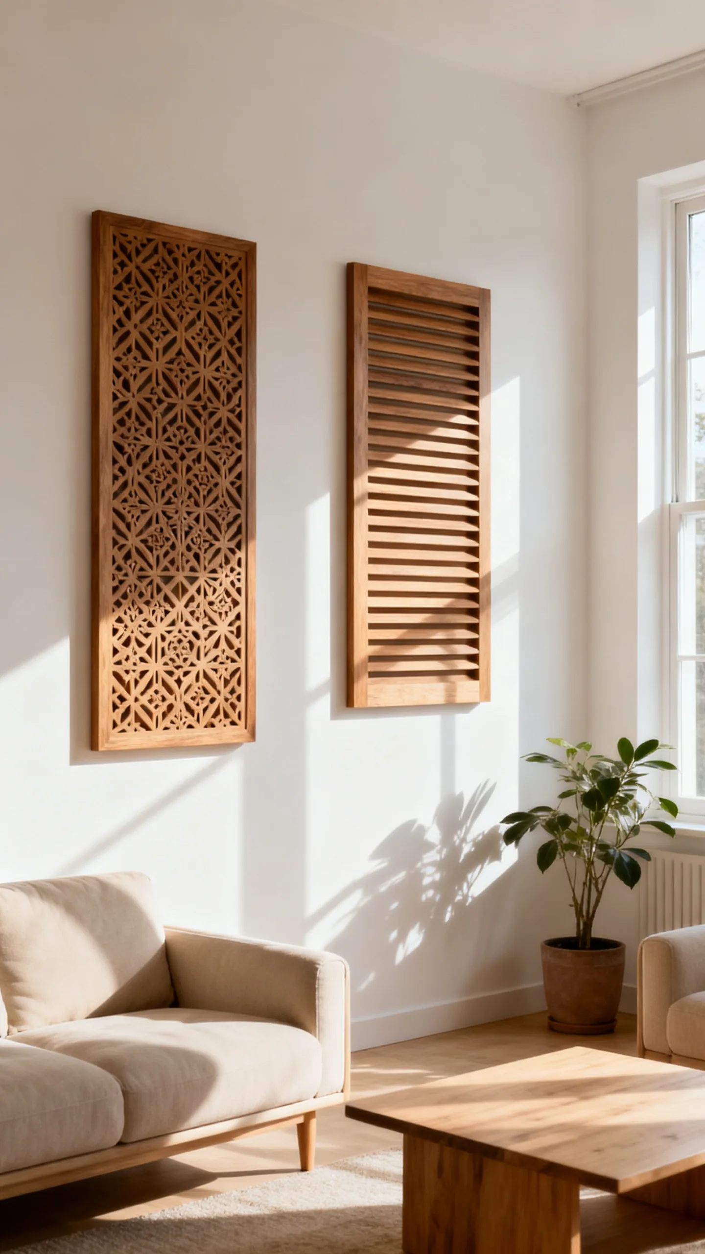 Warm A White Room With Wood Wall Art