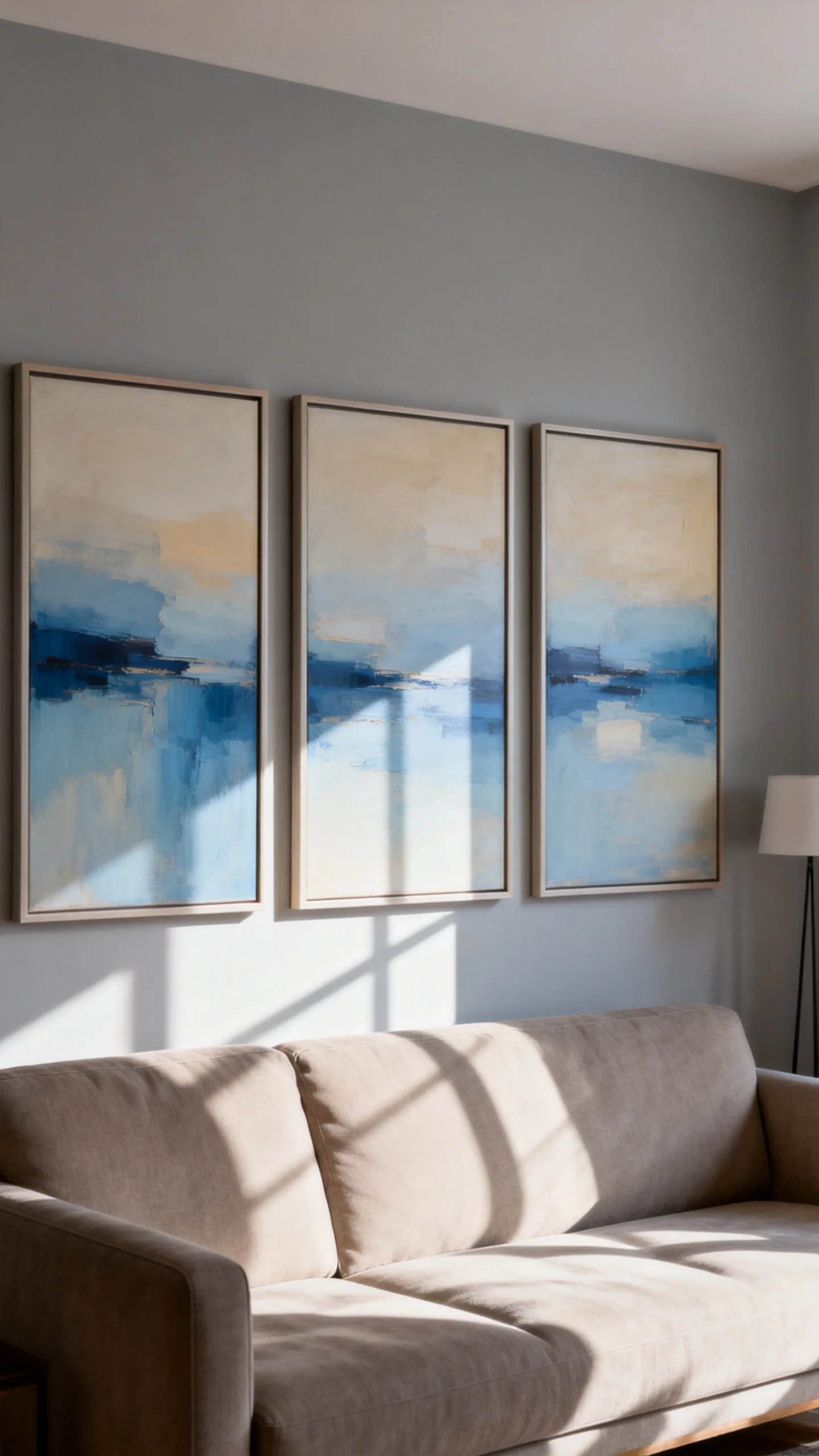 Create A Three-Piece Grid Above A Sofa