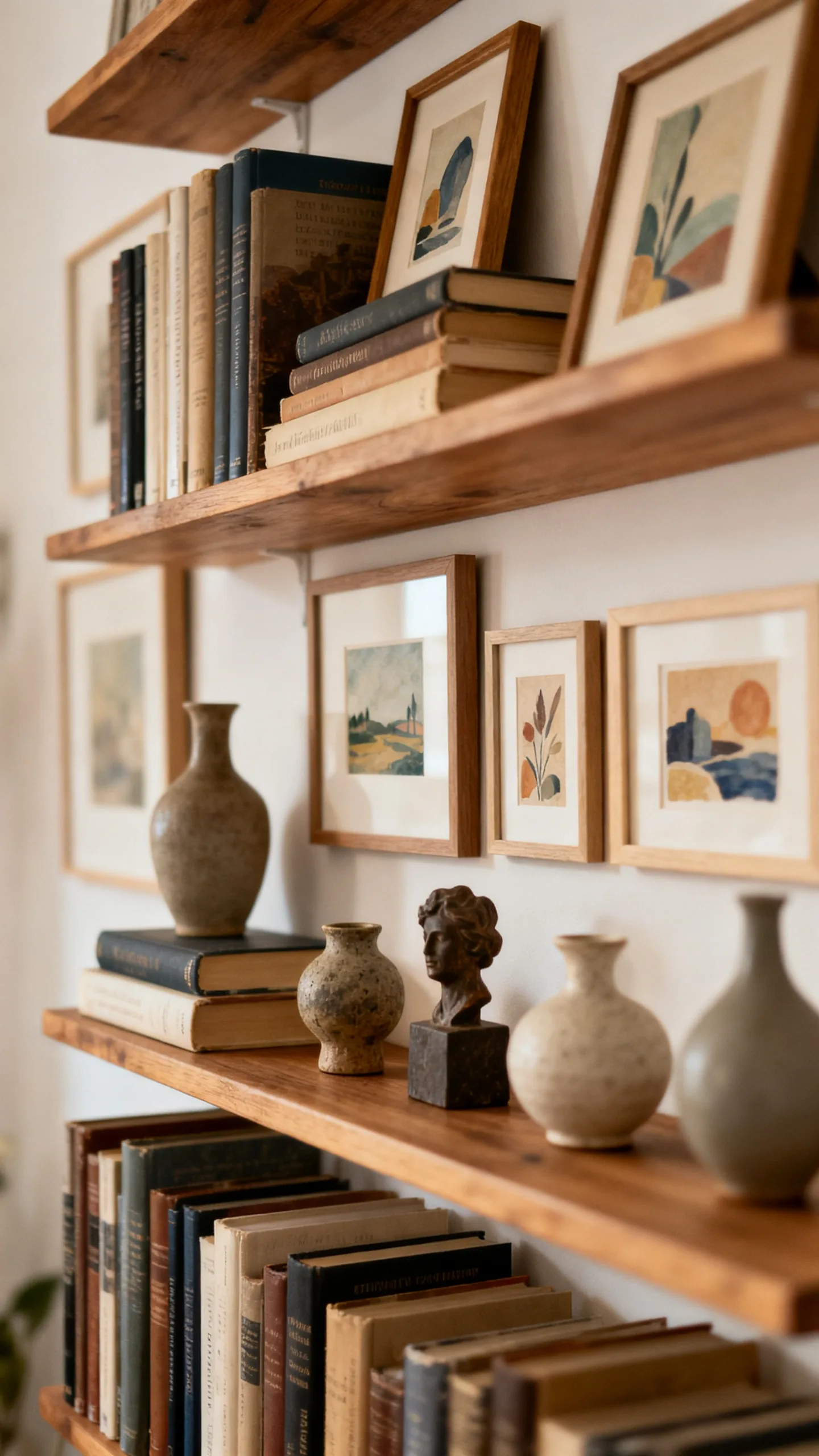 Layer Small Art On Open Shelves