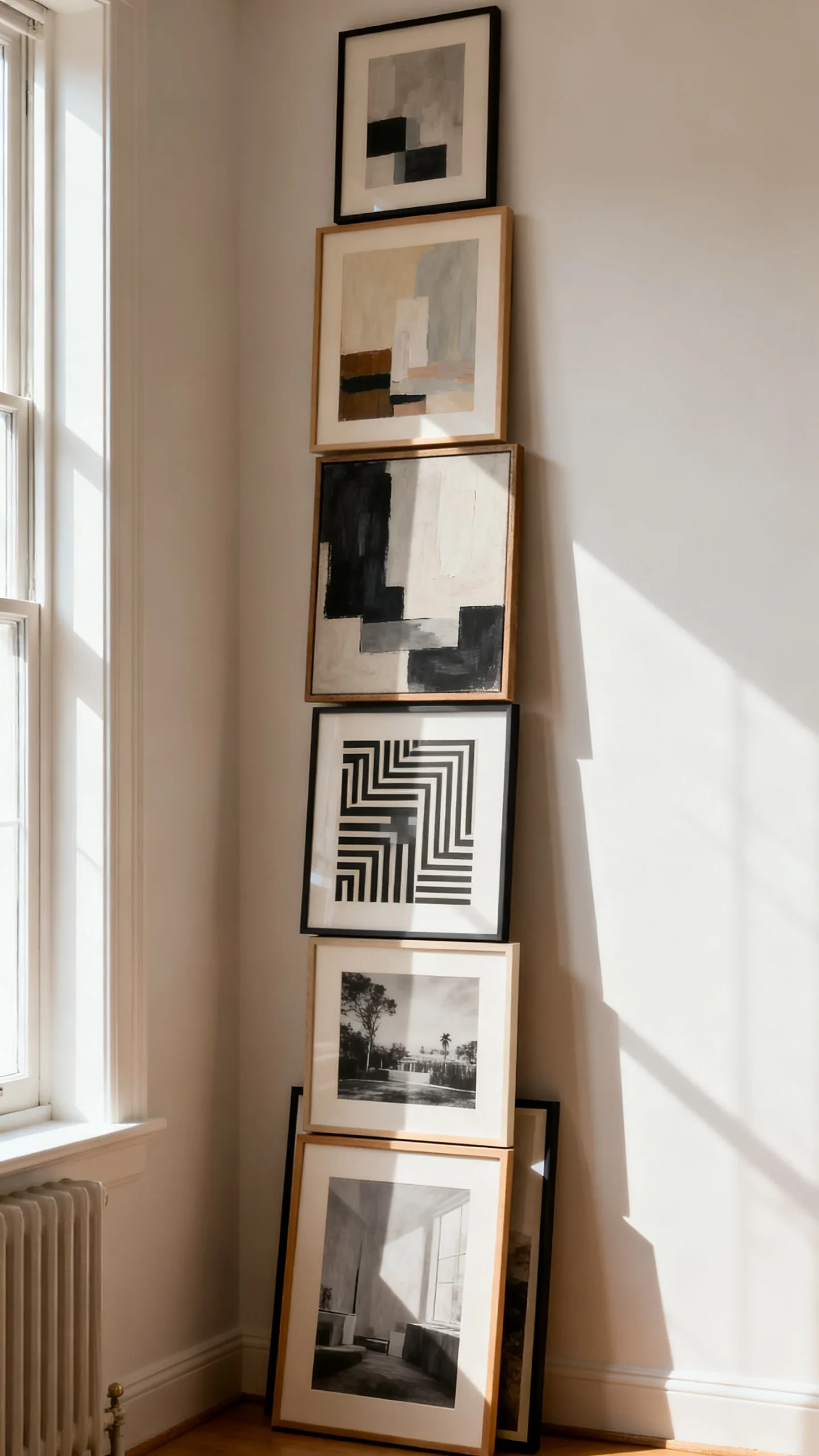 Try A Floor-To-Ceiling Art Stack