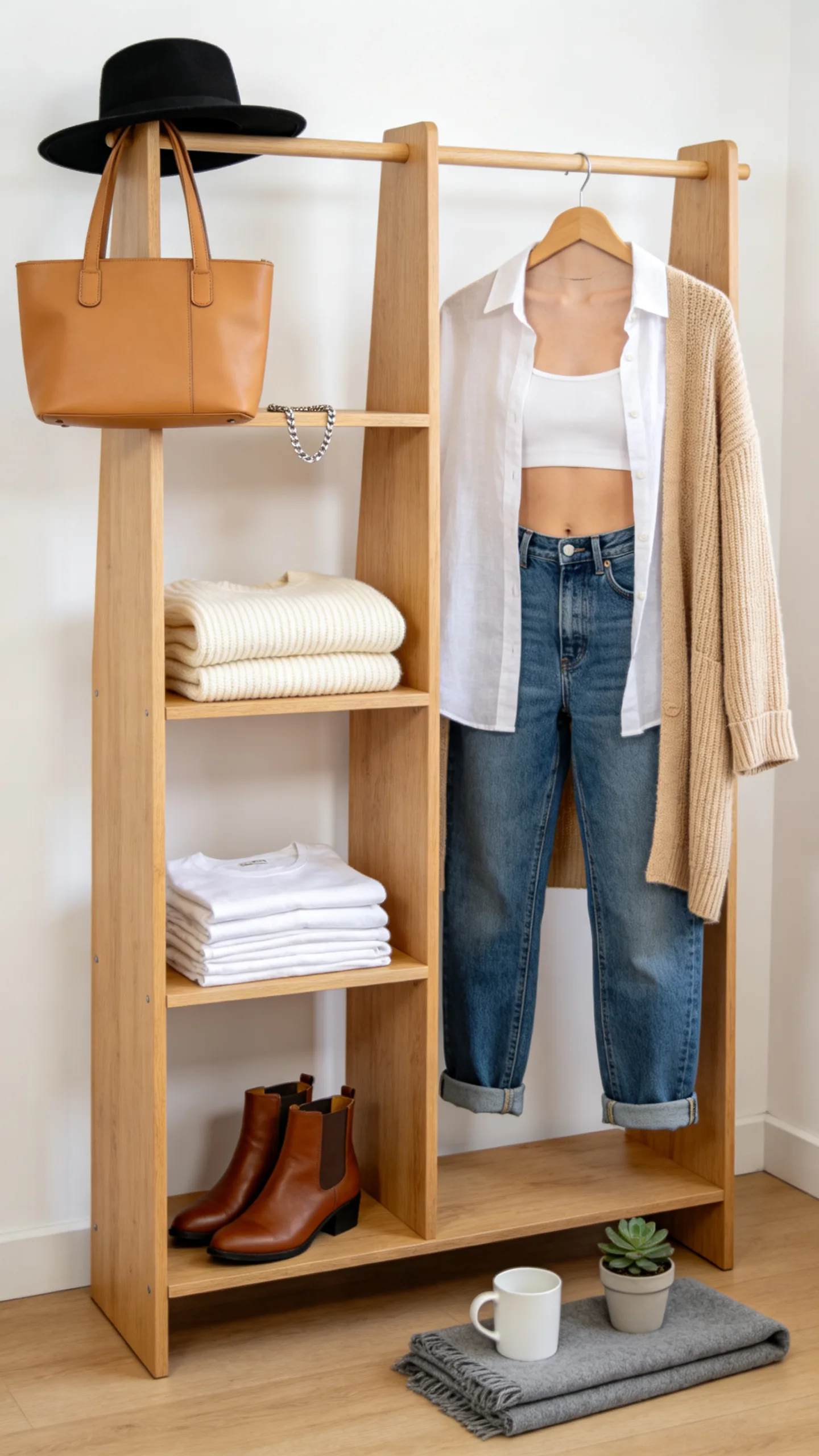 1. Build a Free-Standing Wardrobe Rack for Rooms with No Closet