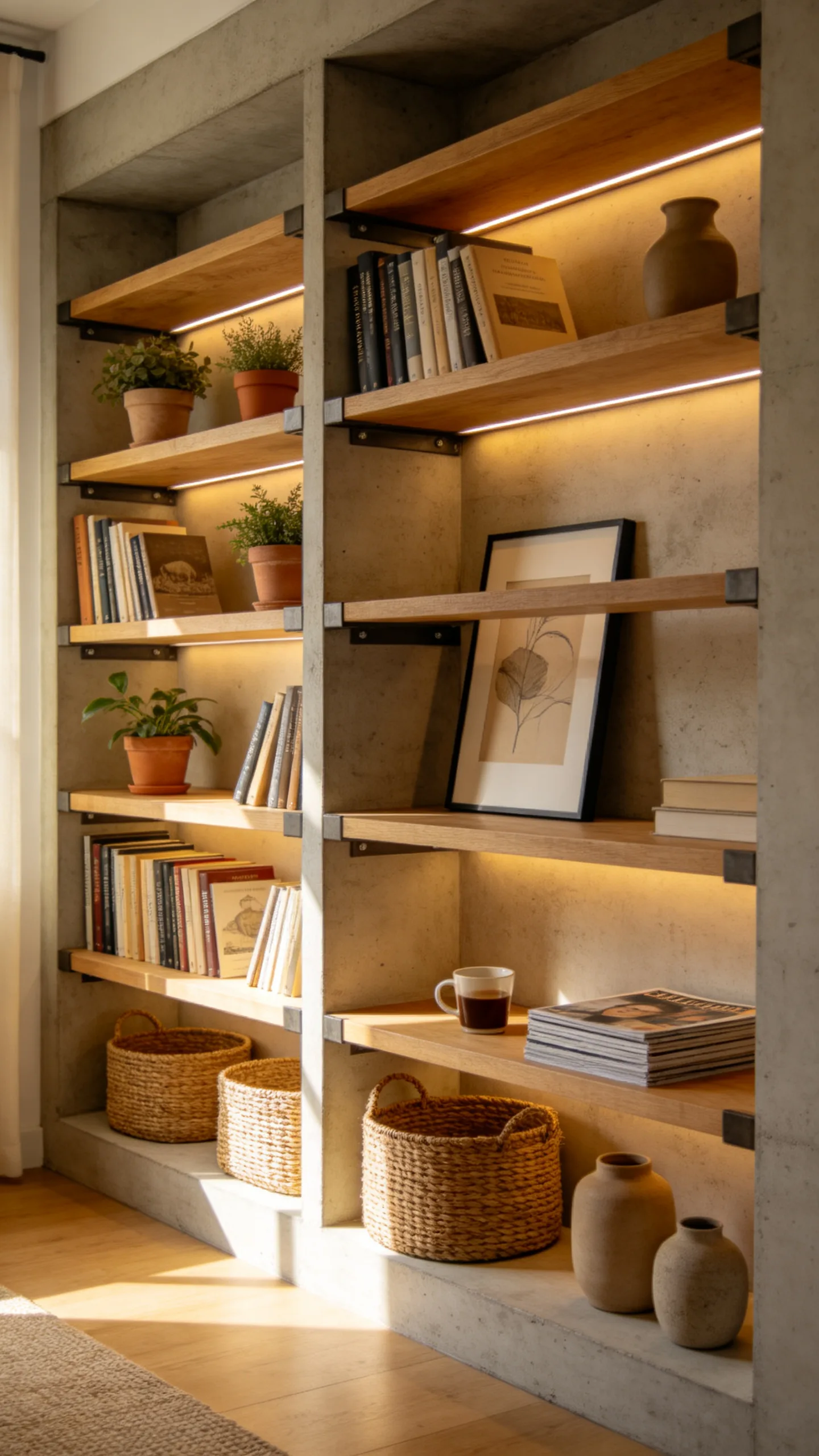 2. Floor-to-Ceiling Built-In Wall Shelves