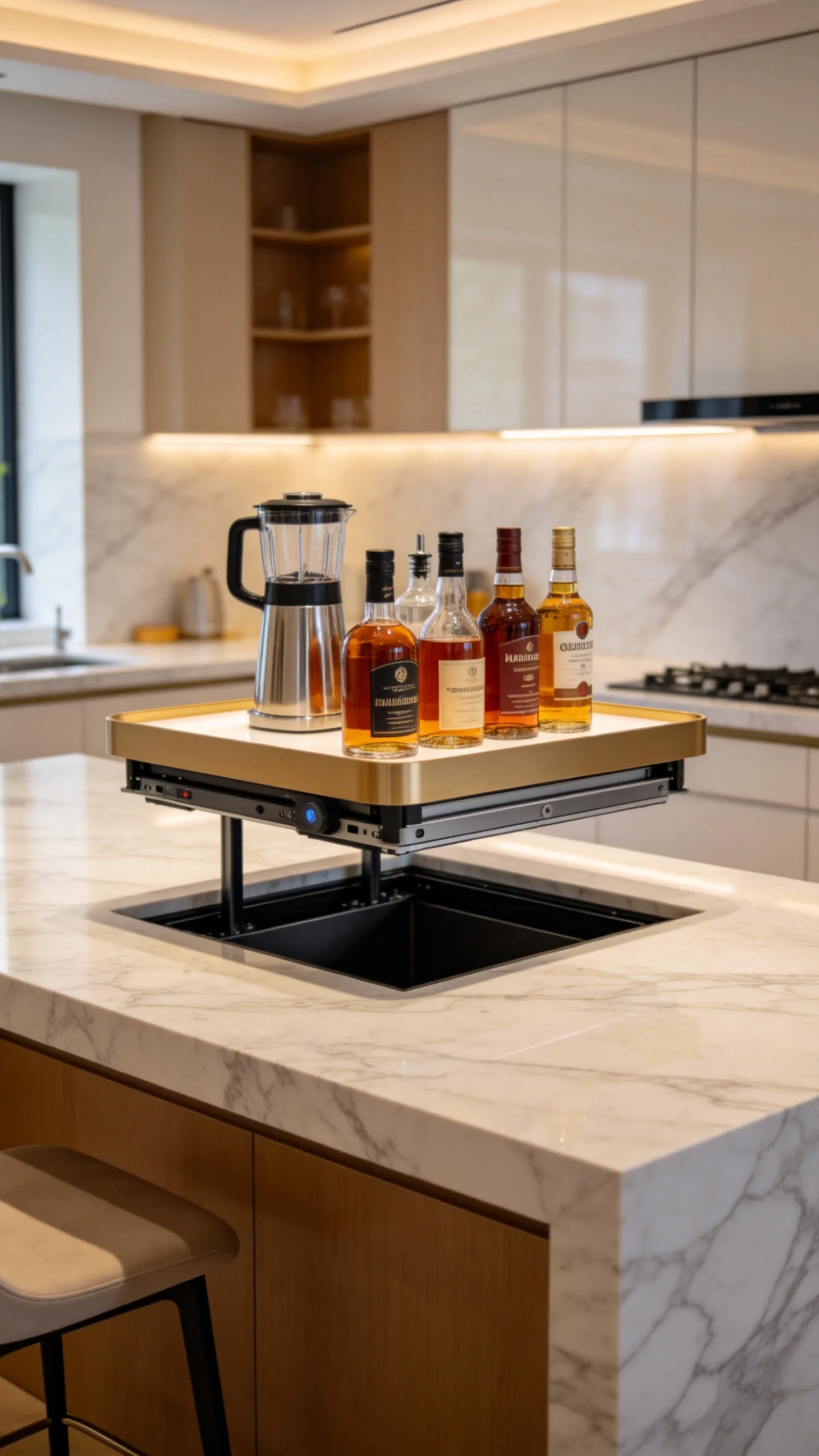 3. Retractable Kitchen Island Bar