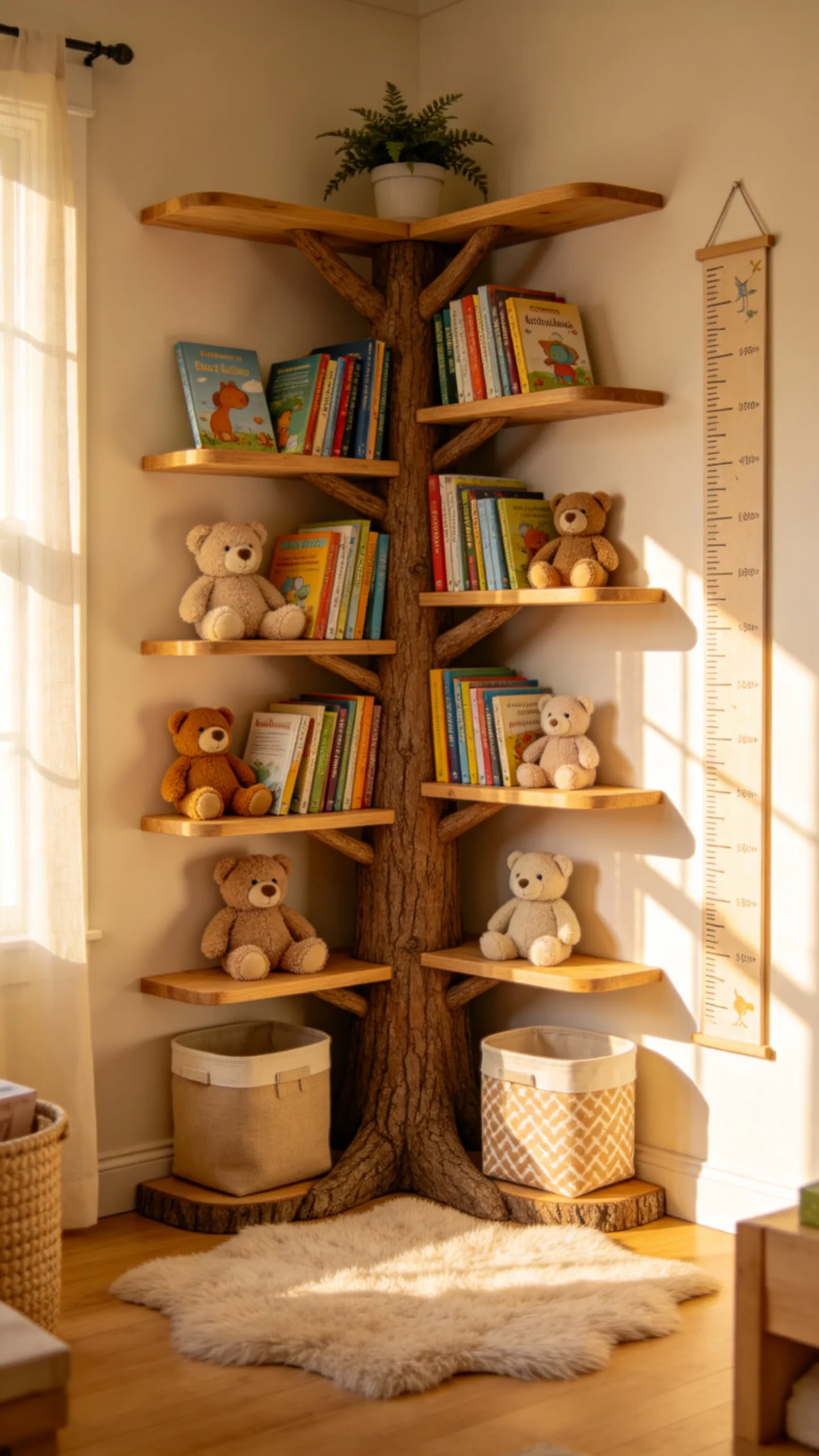 3. A Corner Tree Bookcase to Maximize Unused Space