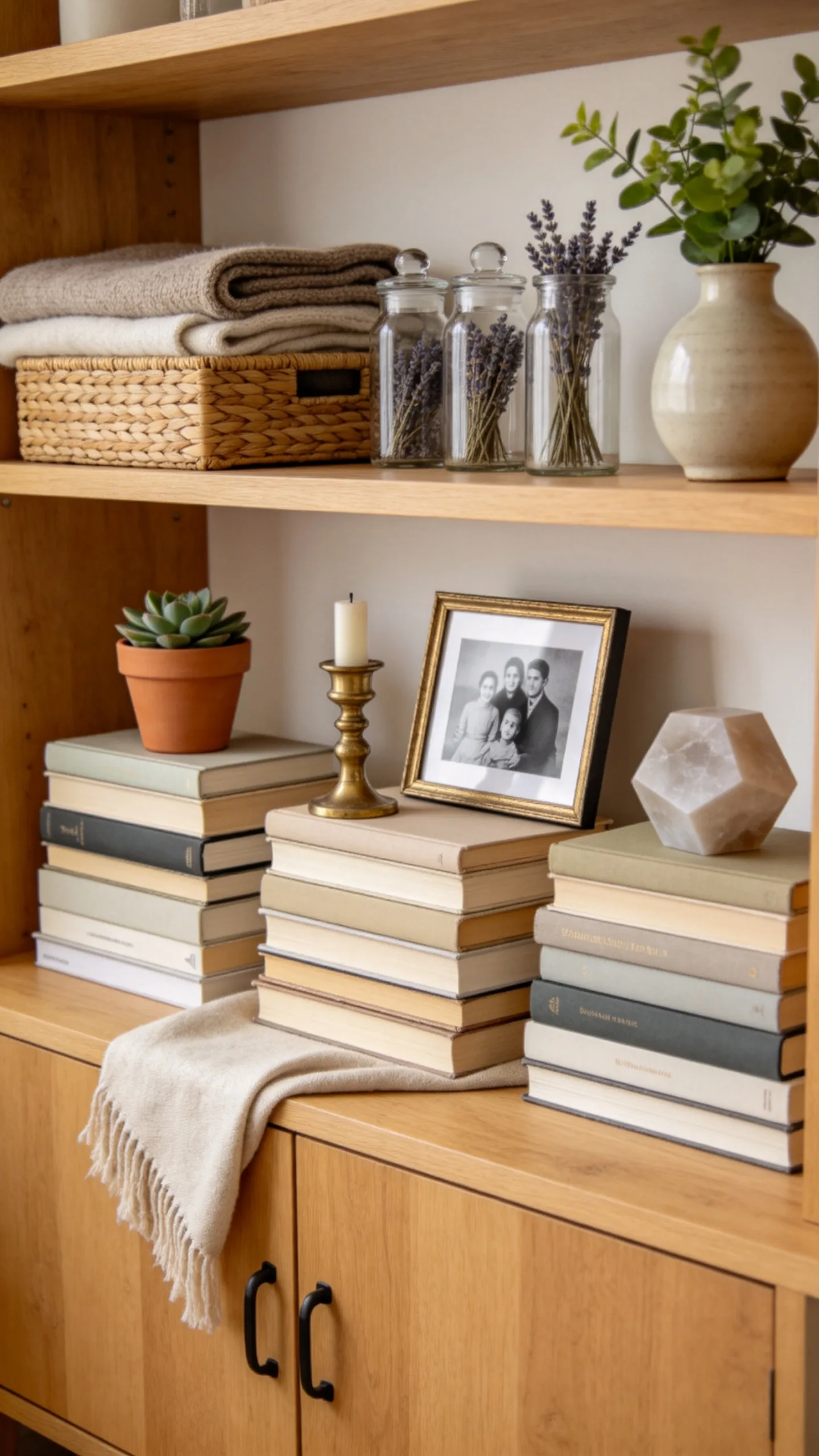 3. Horizontal Stacking with Decorative Toppers