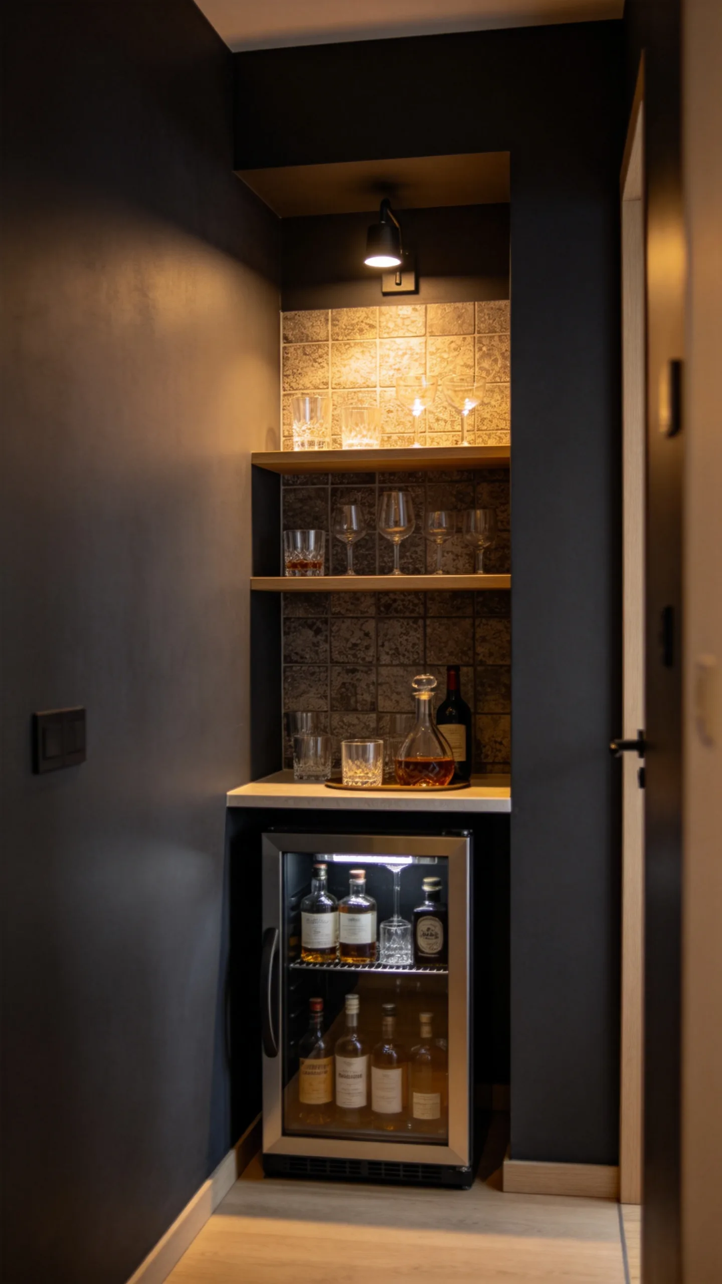 4. Transform a Hallway Nook into a Statement Mini Bar