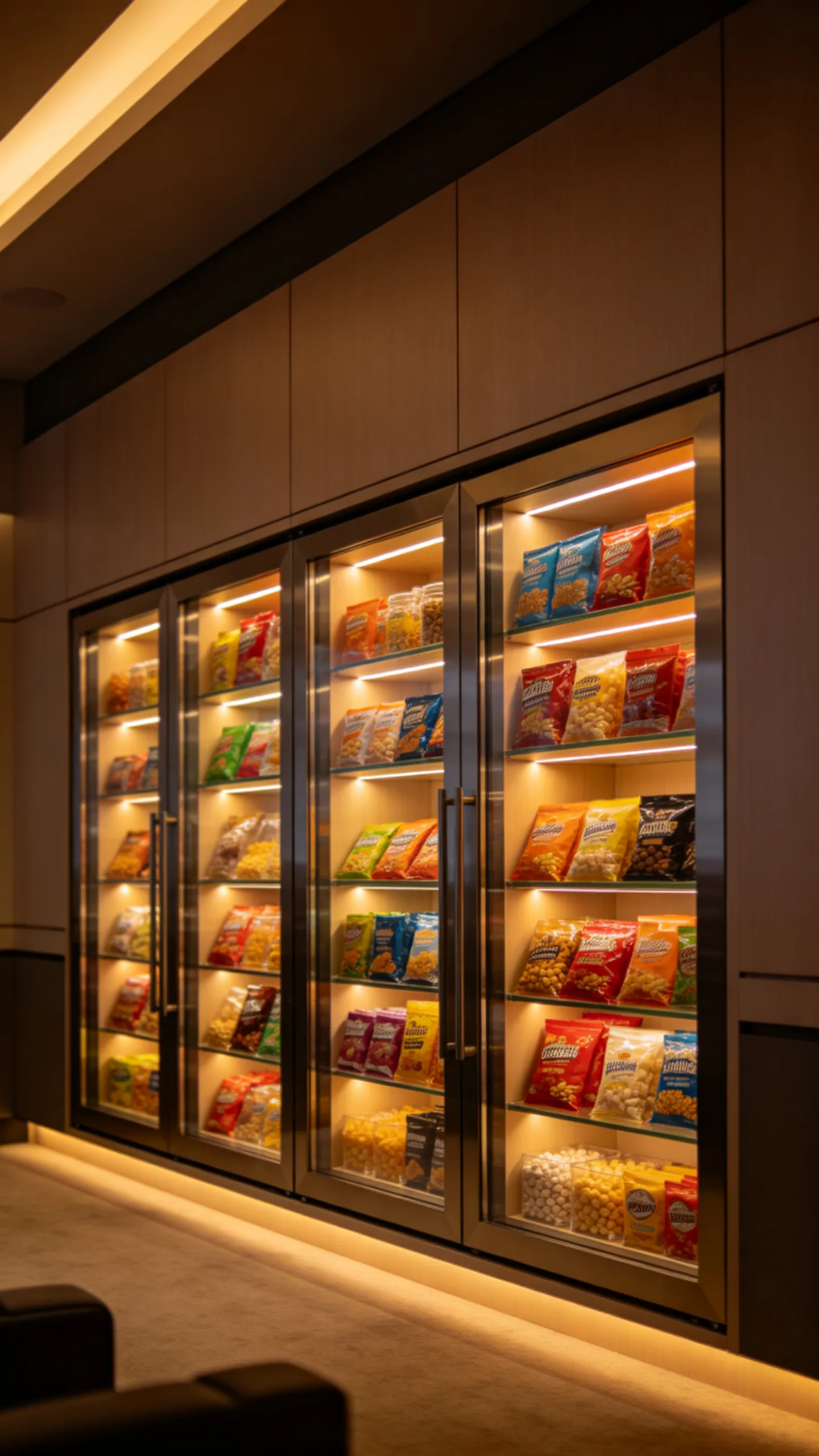 5. Built-In Snack Cabinet with Glass Doors