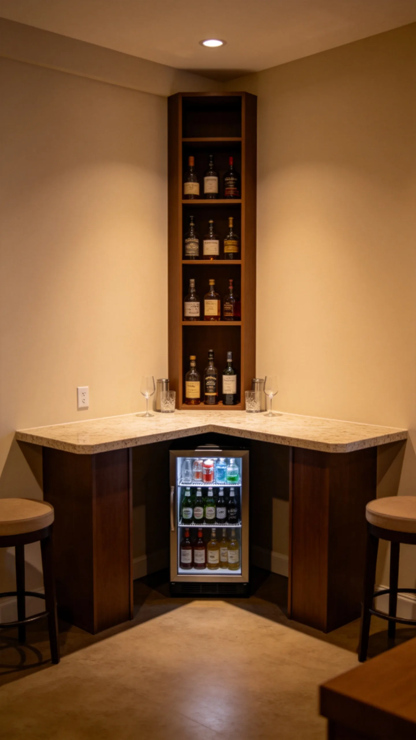 5. Simple Corner Bar for Small Basements