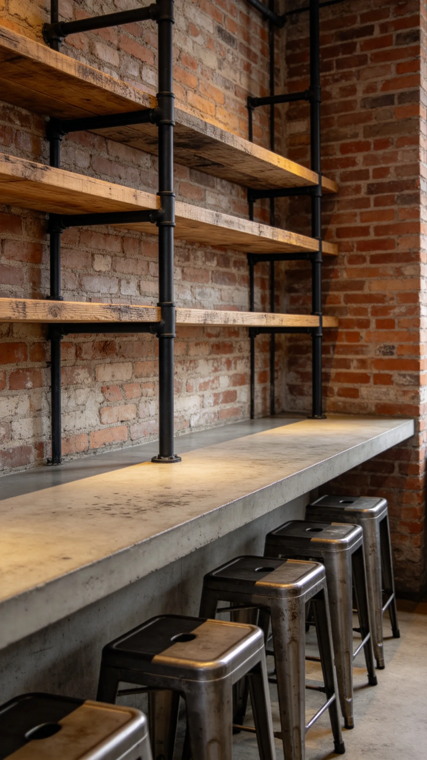 6. Industrial Style with Exposed Brick and Pipes