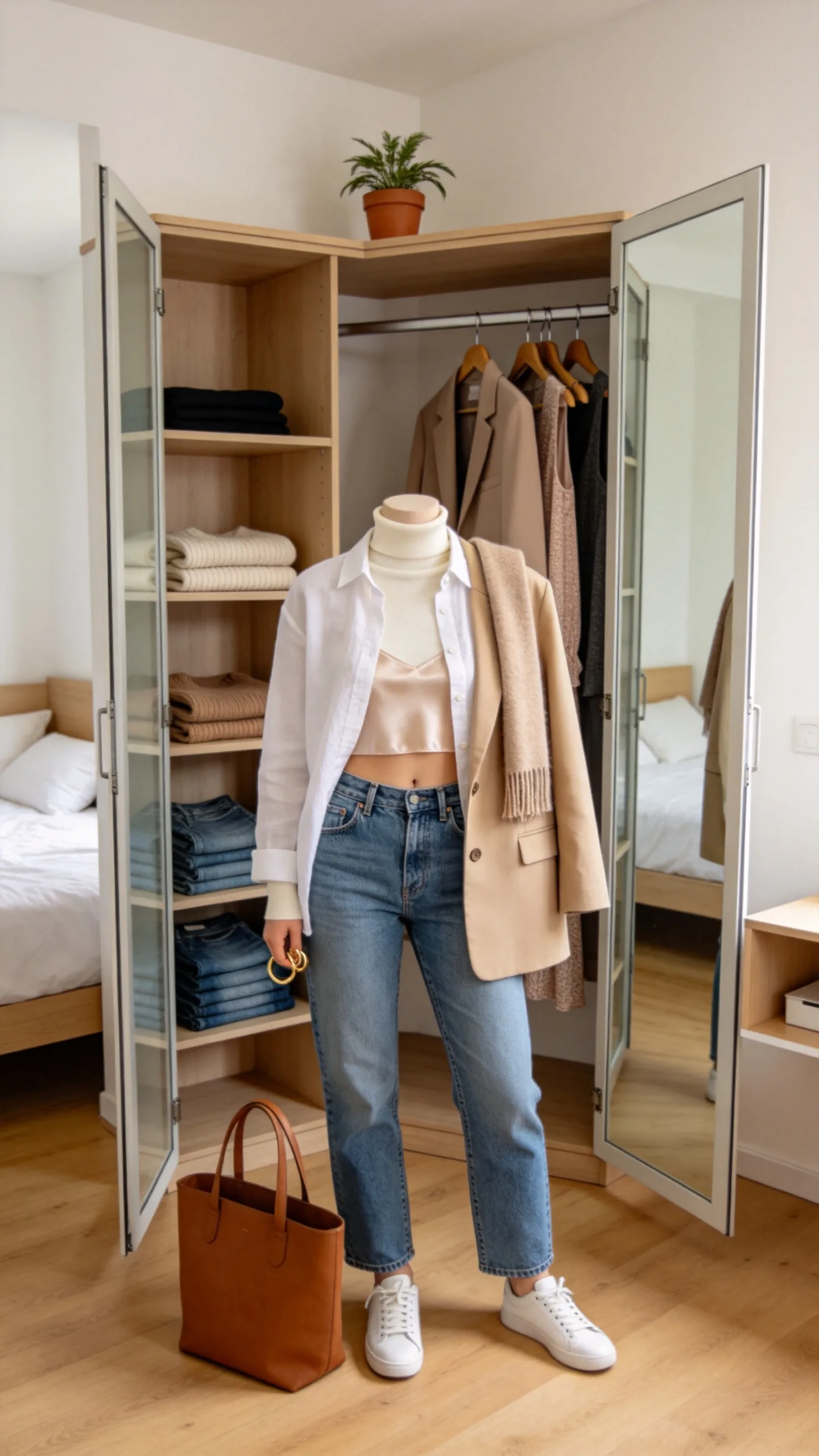 6. Maximize Small Bedrooms with an Open-Concept Corner Wardrobe