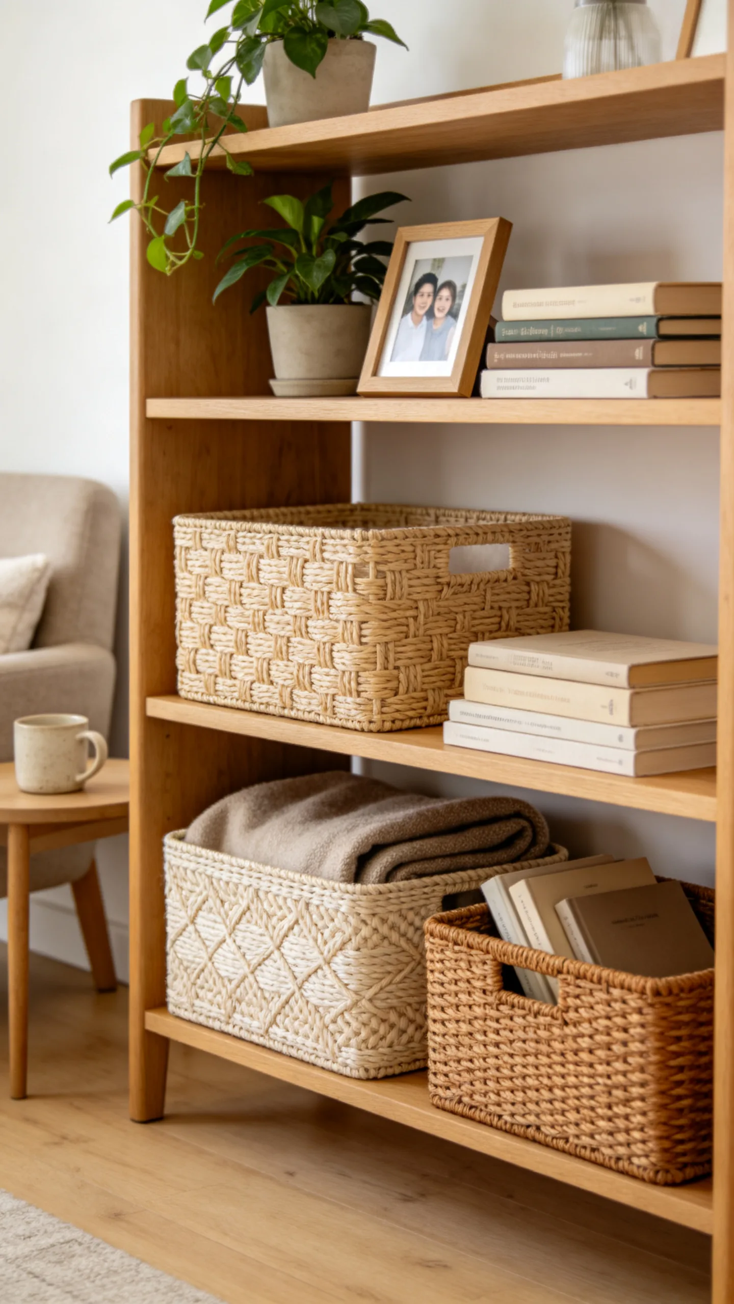 6. Woven Basket Liners for Lower Shelves
