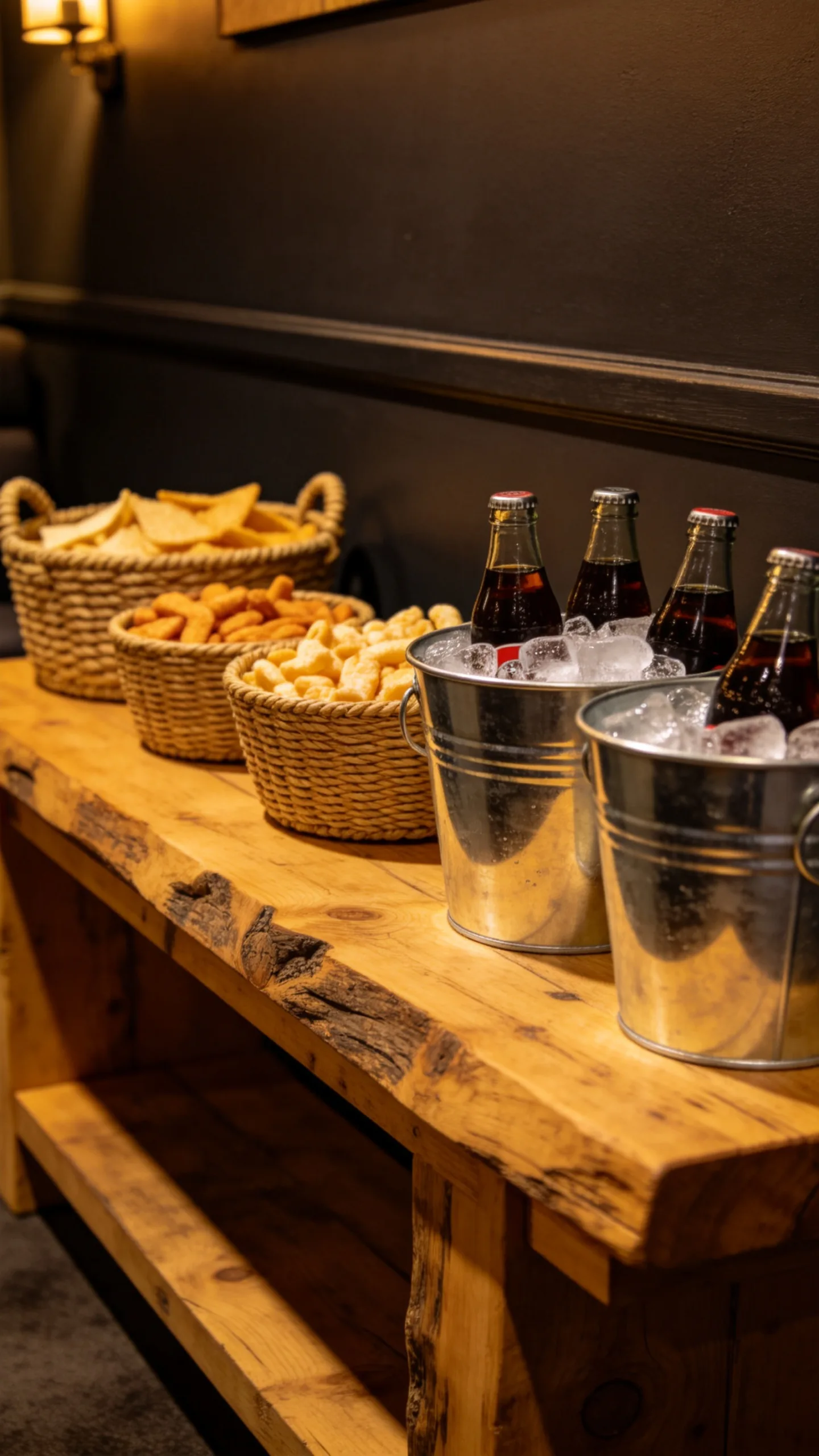 7. Rustic Wooden Snack Console