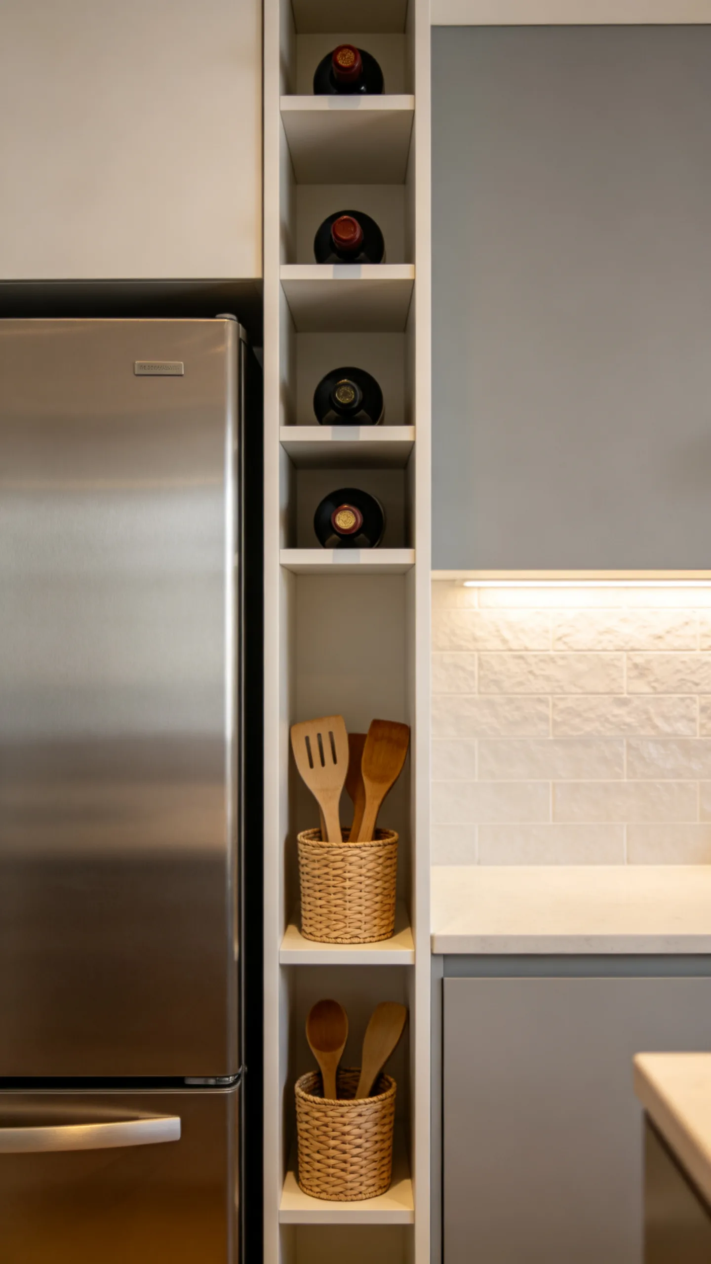 7. Slide a Slim Bar Unit Between Kitchen Appliances