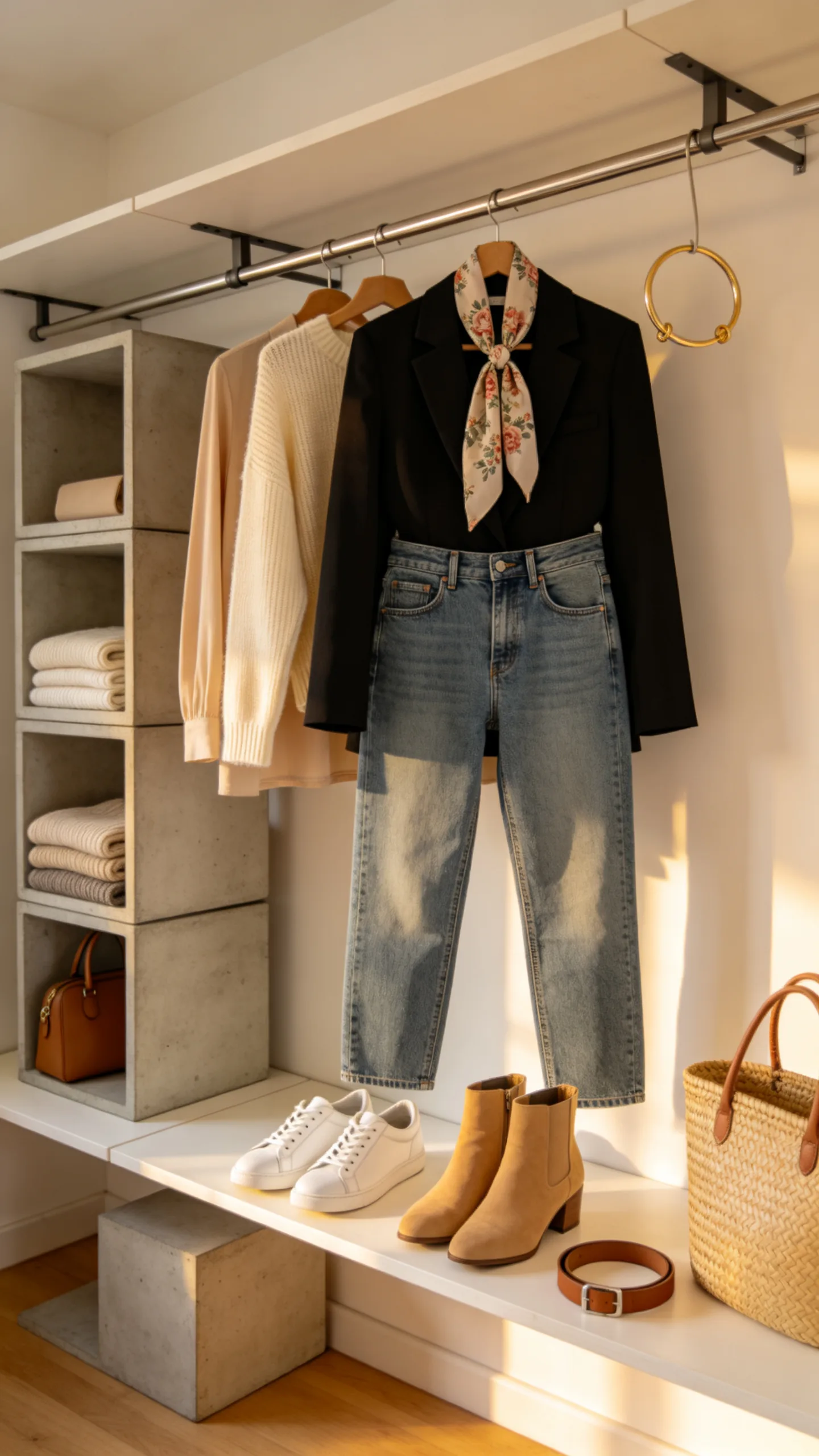 7. Design a Master Closet with Double Hanging Rods and Modular Shelves