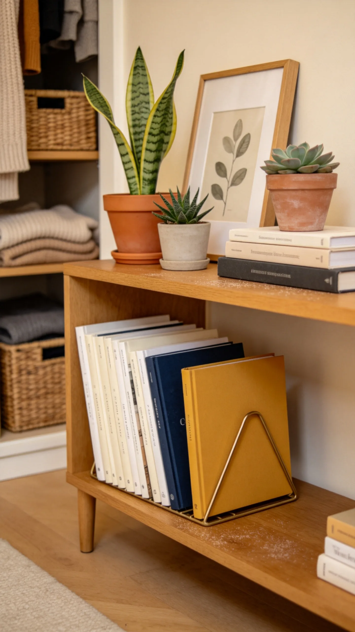 7. Slanted Magazine Racks on Lower Tiers