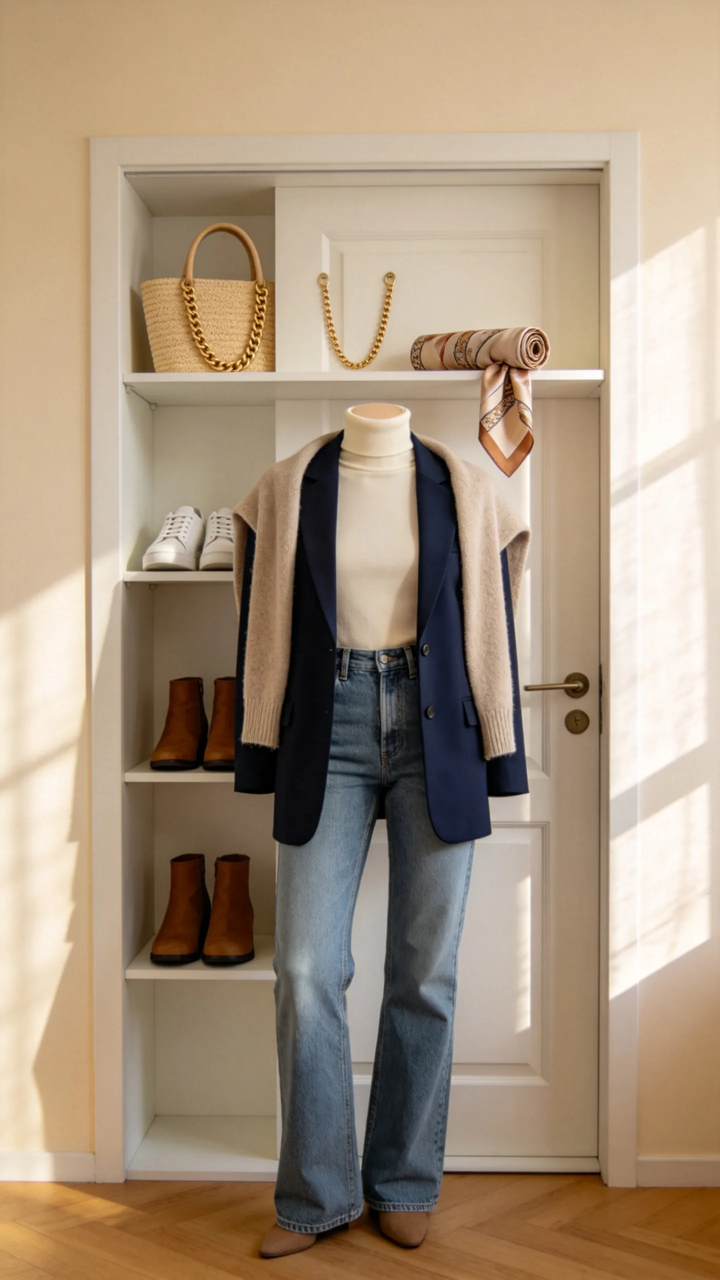 8. Fit Shallow Built-in Shelves Behind the Bedroom Door