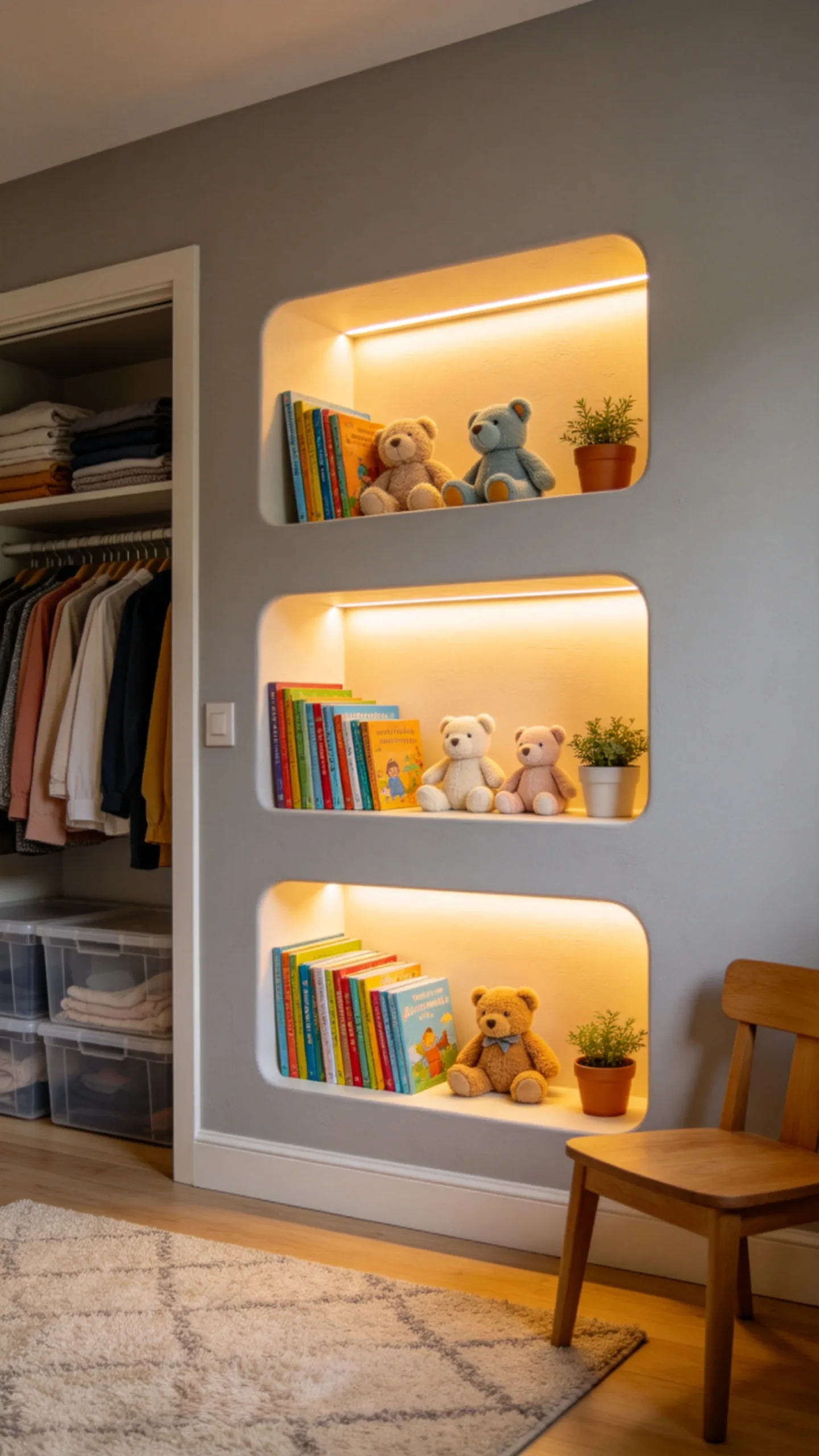10. Recessed Wall Niches with LED Accent Lighting