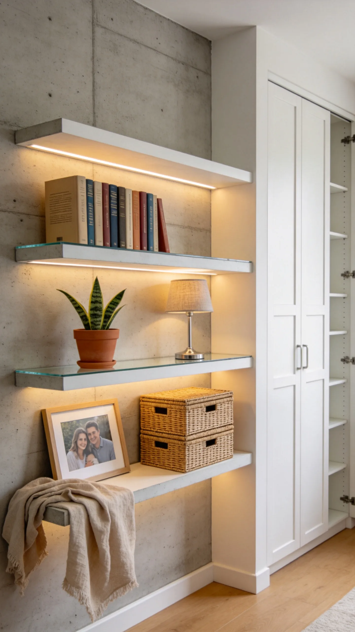 11. Backlit LED Wall Shelves