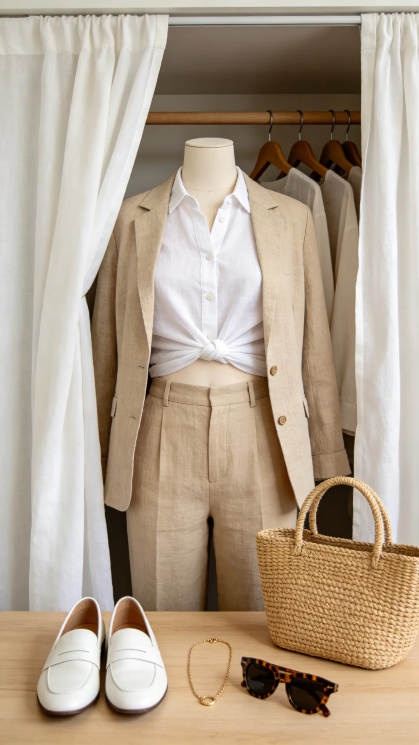 11. Wrap Closet Openings with Minimalist Linen Drapes