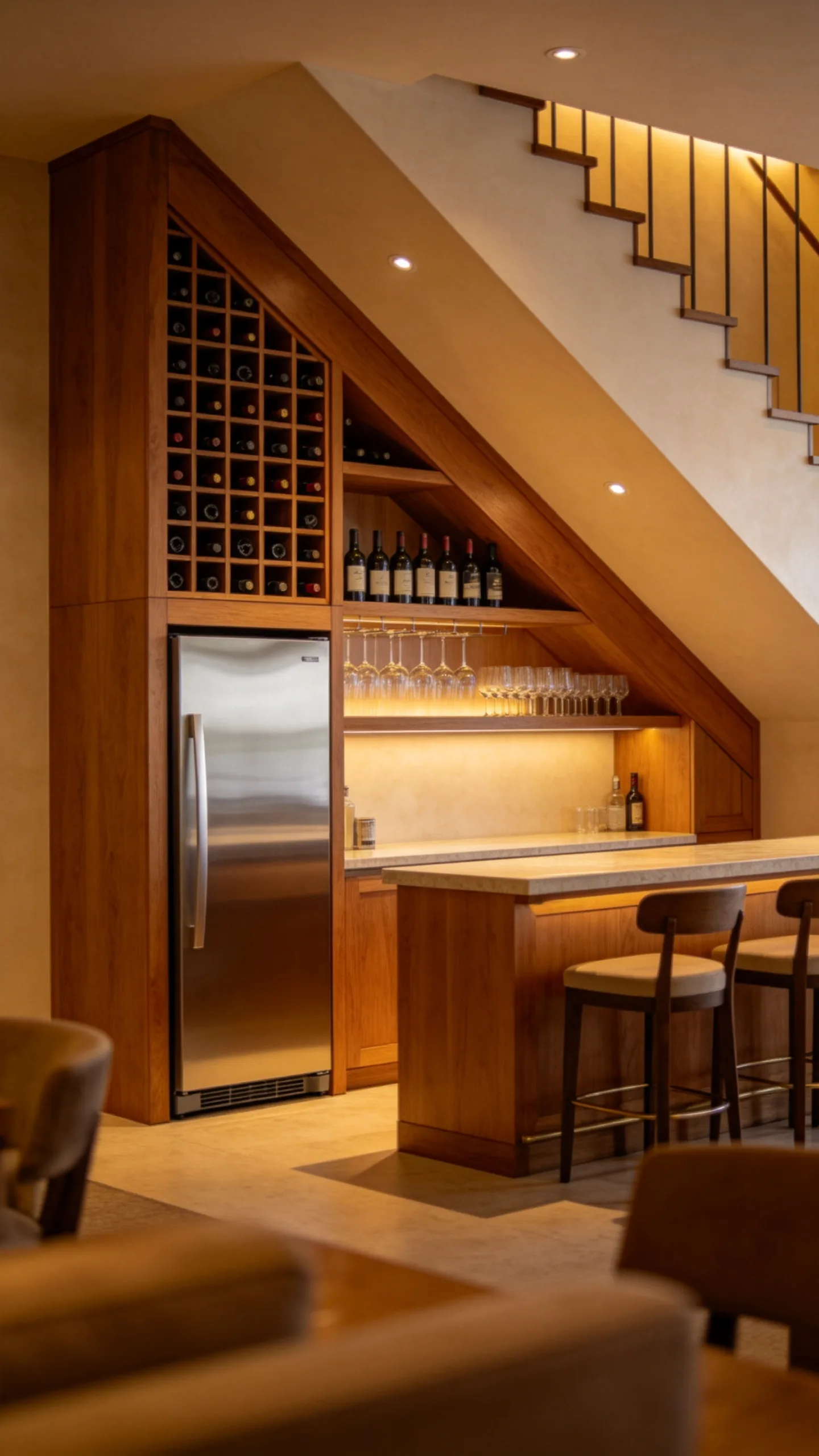 12. Repurposed Under-Stair Bar Space