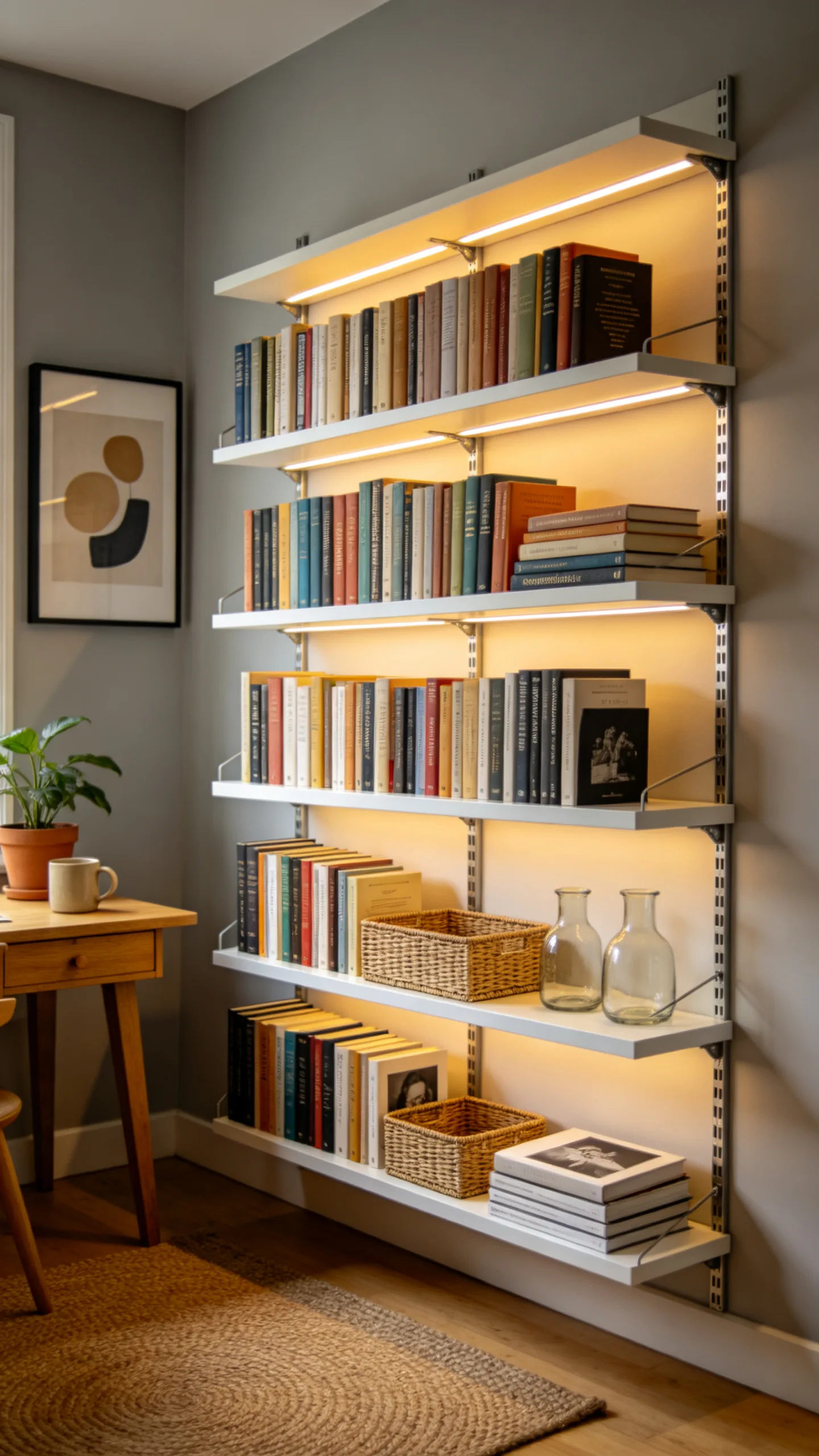 12. Vertical Spine Book Shelves