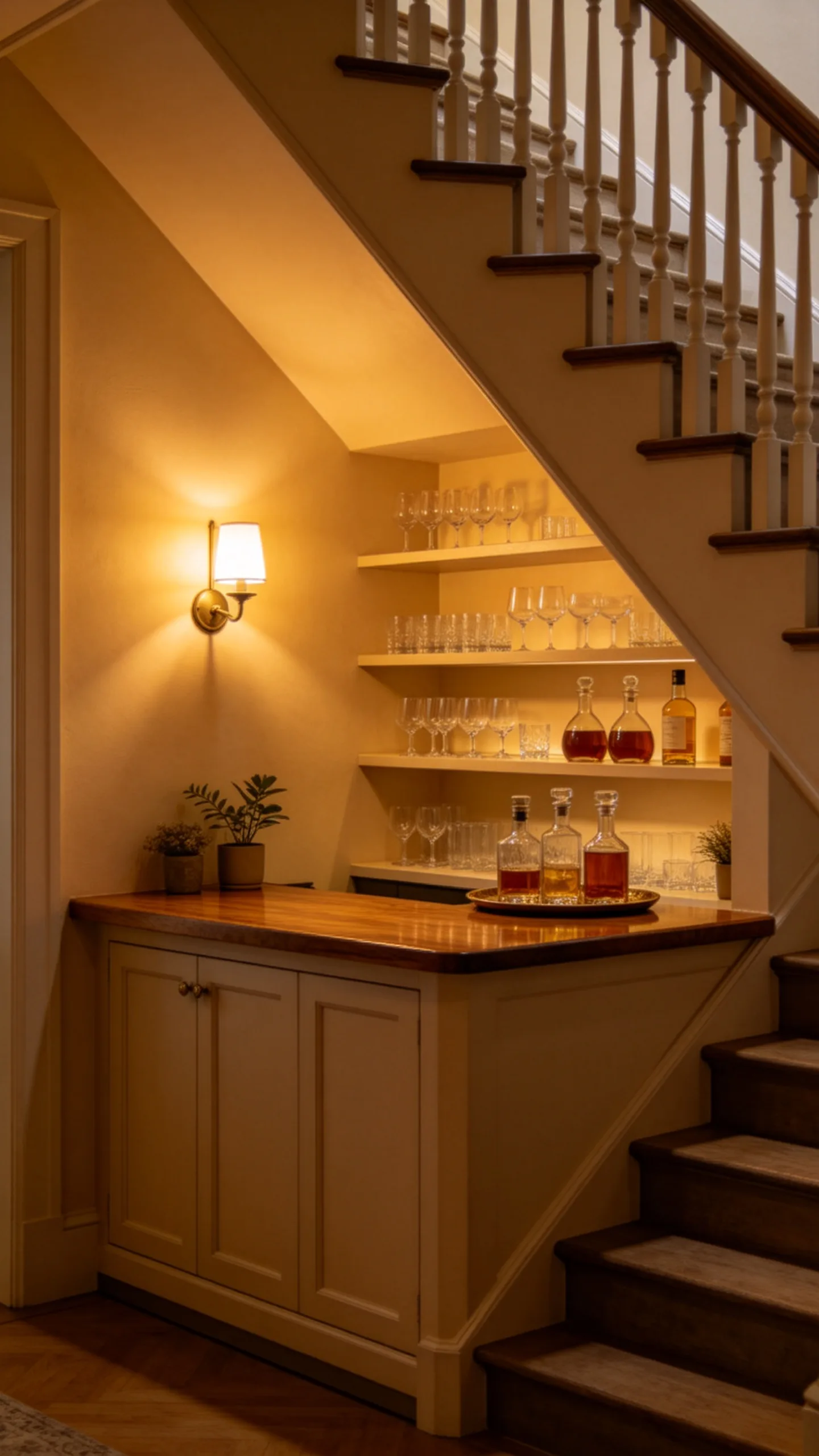 13. Leverage the Space Under the Stairs for a Cozy Bar