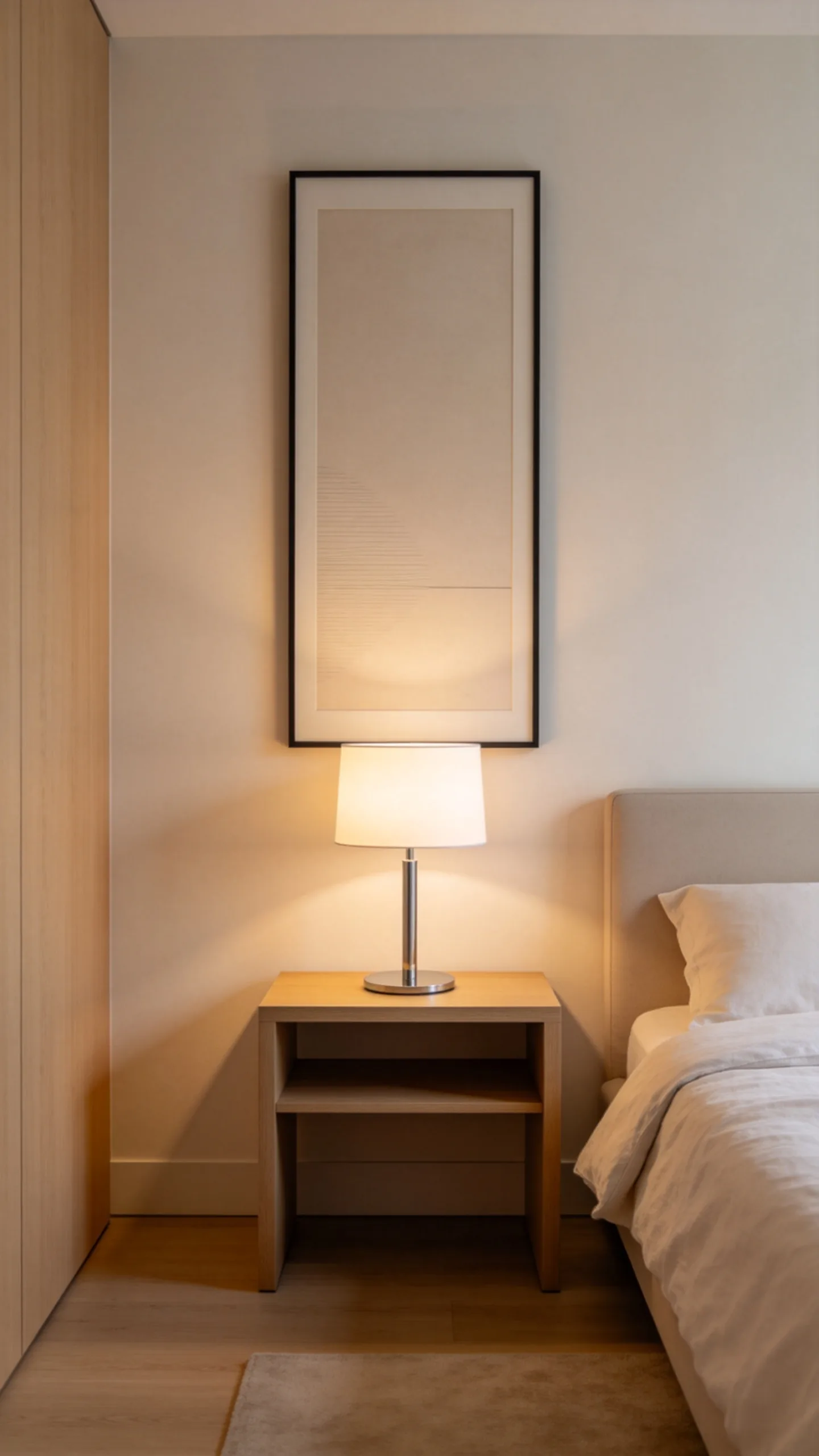 3. Use Framed Prints to Balance Nightstands